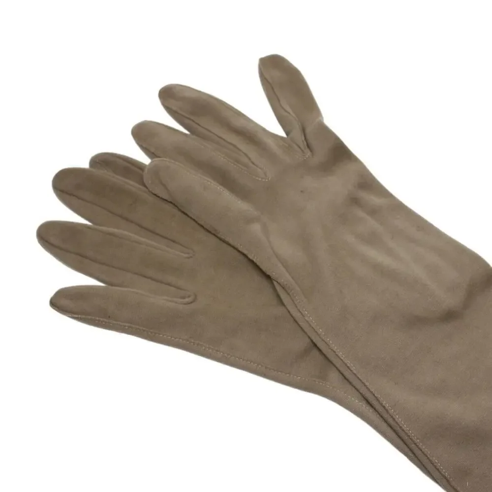 Vintage Light Brown Womens Wrist Length Nylon Gloves Still Attached - Hey Viv